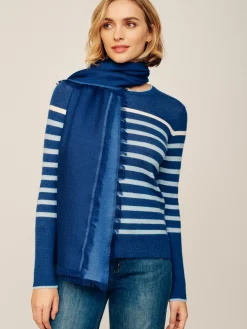 J.McLaughlin Carey Cashmere Scarf Navy/JMCBlue Clearance