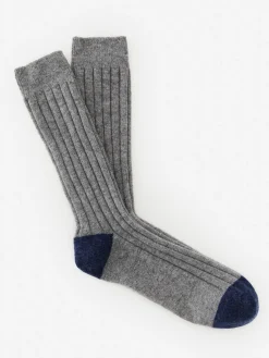 J.McLaughlin Cashmere Socks HeatherGray/Denim Clearance