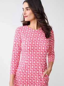 J.McLaughlin Catalyst Dress in City Windows Pink/OffWhite Fashion