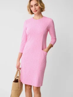J.McLaughlin Catalyst Dress in Textured Raffia Pink/White Outlet