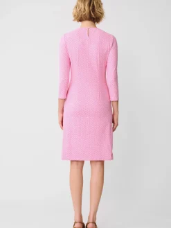 J.McLaughlin Catalyst Dress in Textured Raffia Pink/White Outlet