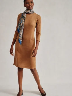 J.McLaughlin Catalyst Faux Suede Dress Tan New