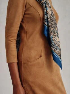 J.McLaughlin Catalyst Faux Suede Dress Tan New