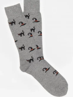 J.McLaughlin Cat and Witch Sock Grey Clearance