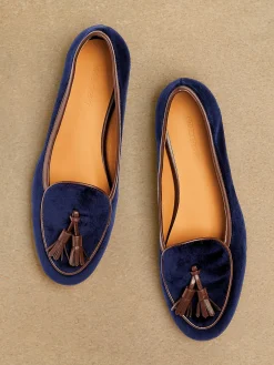 J.McLaughlin Cecily Velvet Loafers Navy Fashion