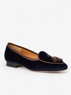 J.McLaughlin Cecily Velvet Loafers Navy Fashion