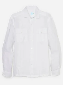 J.McLaughlin Christos Classic Fit Linen Shirt white Sale