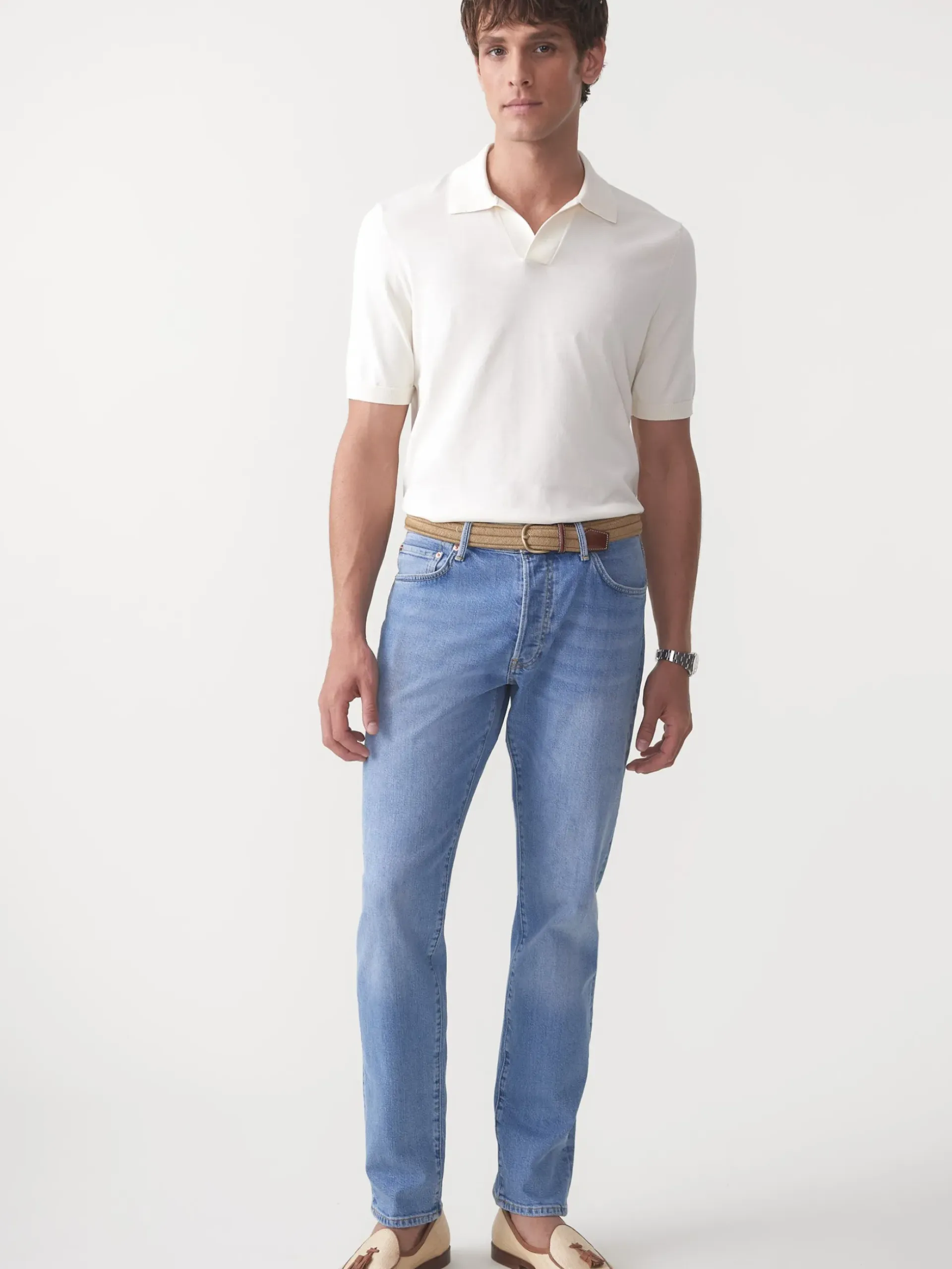 J.McLaughlin Cillian Polo Sweater EgretWhite Hot