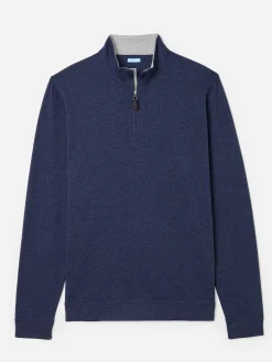 J.McLaughlin Clermont Cotton 1/4 Zip HeatherNavy Hot