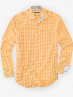 J.McLaughlin Club Classic Fit Shirt in Gingham Yellow/White Outlet