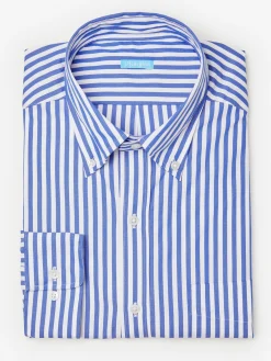 J.McLaughlin Collis Classic Fit Shirt in Bengal Stripe RoyalBlue/White Online