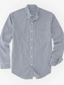 J.McLaughlin Collis Classic Fit Shirt in Gingham Navy/White New