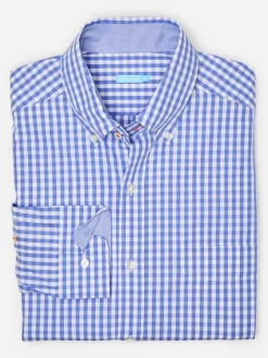J.McLaughlin Collis Classic Fit Shirt in Gingham Blue/White Online