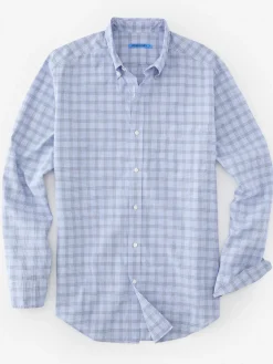 J.McLaughlin Collis Classic Fit Shirt in Glen Plaid White/Blue/Navy Sale