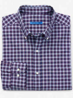 J.McLaughlin Collis Classic Fit Shirt in Mini Window Pane Red/Navy/LightBlue Best