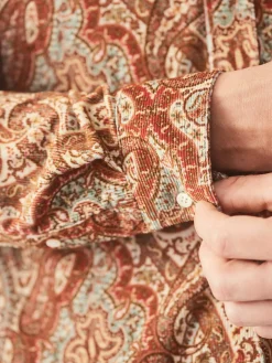 J.McLaughlin Collis Classic Fit Shirt in Paisley Brown/Burgundy/Tan Best