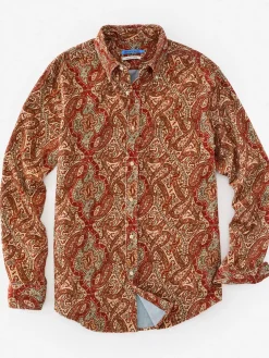 J.McLaughlin Collis Classic Fit Shirt in Paisley Brown/Burgundy/Tan Best