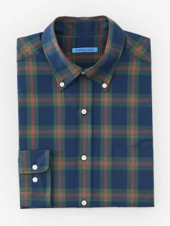 J.McLaughlin Collis Classic Fit Shirt in Plaid Navy/Green/Red Clearance