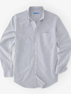 J.McLaughlin Collis Classic Fit Shirt in Stripe Navy/White Discount