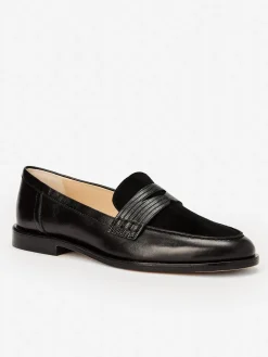 J.McLaughlin Concetta Suede u0026 Leather Loafers Black Sale