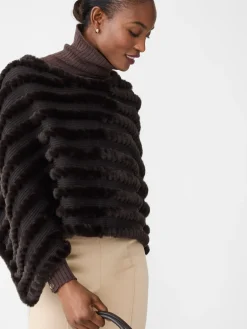 J.McLaughlin Cortina Faux Fur Poncho DarkBrown Online