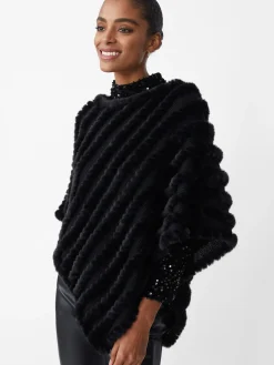 J.McLaughlin Cortina Faux Fur Poncho Black Best