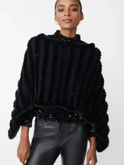 J.McLaughlin Cortina Faux Fur Poncho Black Best