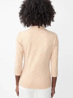 J.McLaughlin Court 3/4 Sleeve Polo in Volley White/Tan Hot
