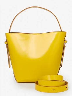J.McLaughlin Crawford Leather Bucket Bag Yellow/Vachetta Clearance