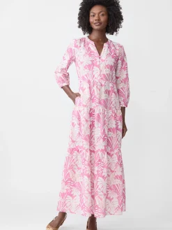 J.McLaughlin Cunningham Dress in Field Blooms Pink/White/Orange Hot