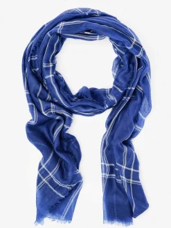 J.McLaughlin Del Mar Scarf in Window Pane OffWhite/Denim New