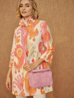 J.McLaughlin Deni Woven Suede Crossbody Pink Discount