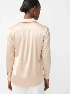 J.McLaughlin Denver Satin Shirt NewGold Hot