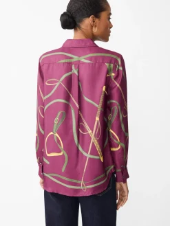J.McLaughlin Denver Silk Blend Shirt in Modern Palomino Burgundy/Olive Online