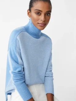J.McLaughlin Dina Cashmere Turtleneck in Color Block BlueTonal Online