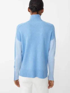 J.McLaughlin Dina Cashmere Turtleneck in Color Block BlueTonal Online