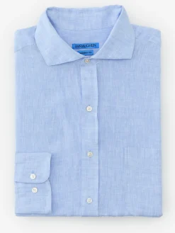 J.McLaughlin Drummond Modern Fit Linen Shirt LightDenimBlue Clearance