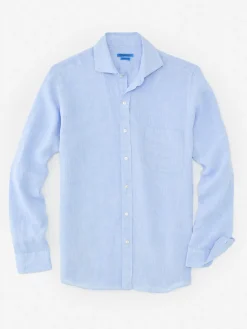 J.McLaughlin Drummond Modern Fit Linen Shirt LightDenimBlue Clearance