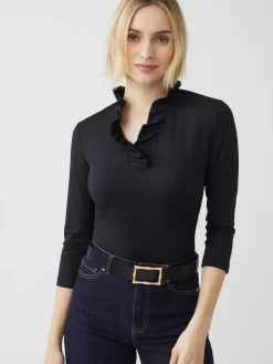J.McLaughlin Durham Ruffle Top Black Clearance