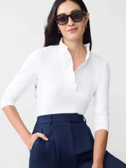 J.McLaughlin Durham Ruffle Top white Discount