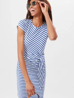 J.McLaughlin Elora Dress in Bangle Stripe White/LightNavy Hot