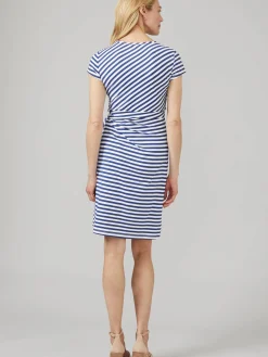 J.McLaughlin Elora Dress in Bangle Stripe White/LightNavy Hot