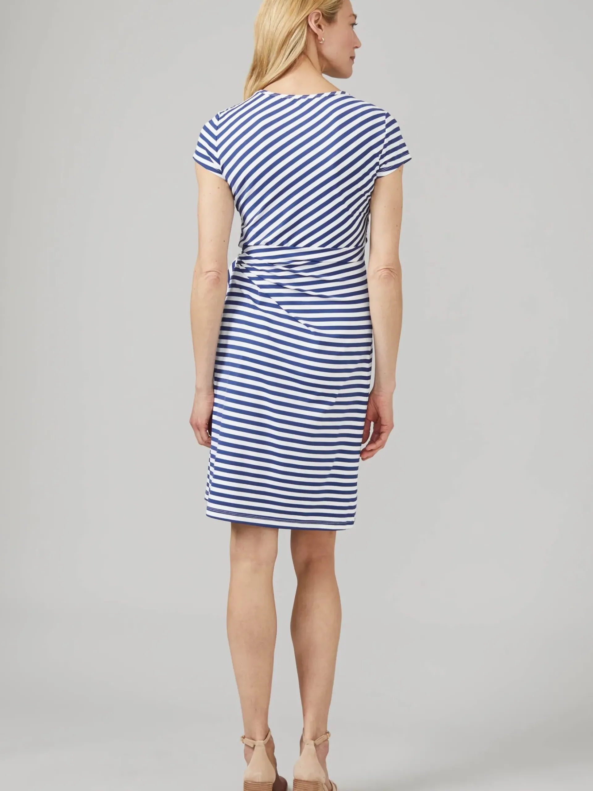 J.McLaughlin Elora Dress in Bangle Stripe White/LightNavy Hot