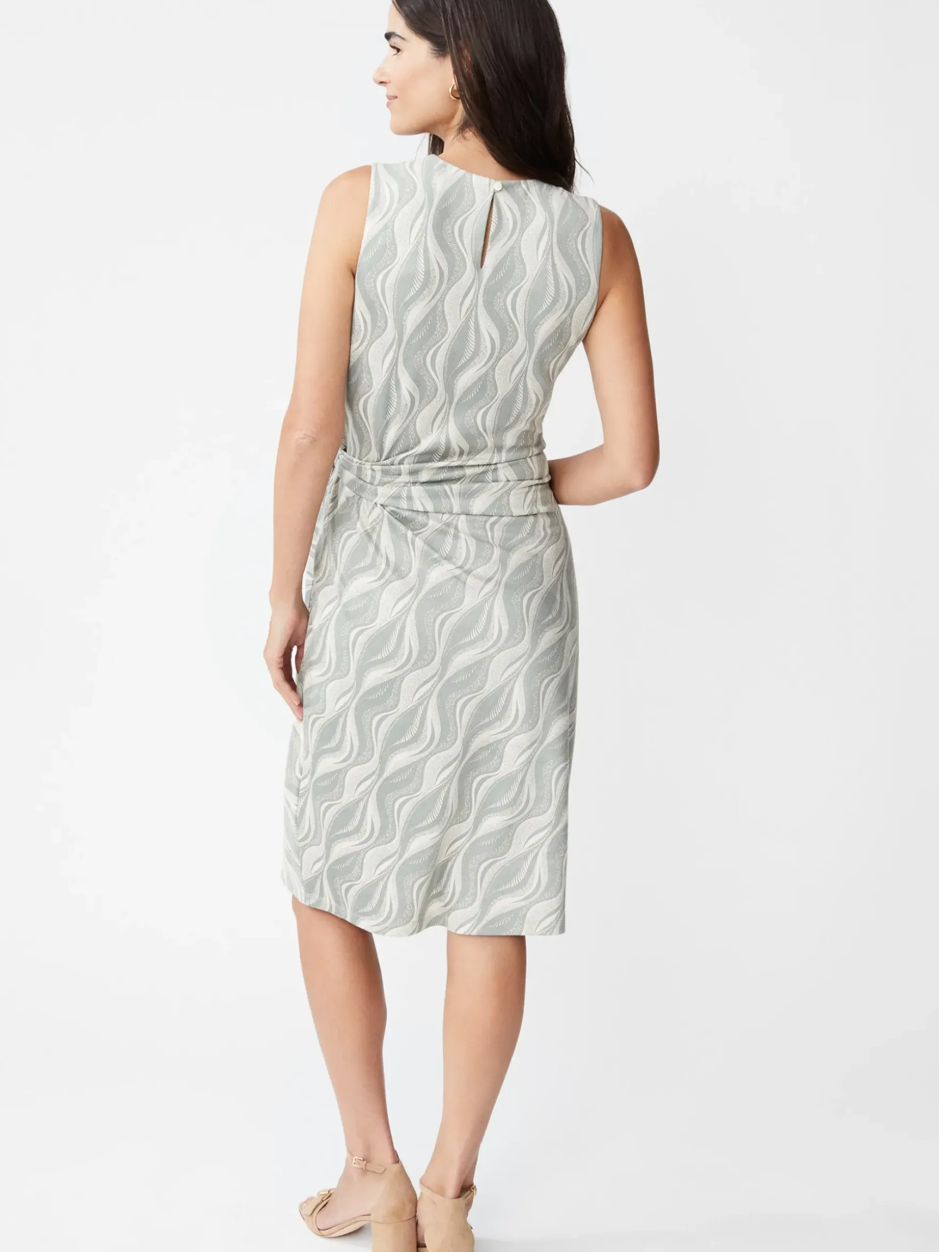 J.McLaughlin Elora Sleeveless Faux Suede Dress in Retro Sway Olive/Sand Discount