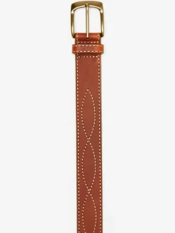 J.McLaughlin Embroidered Leather Belt Brown Outlet