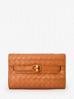 J.McLaughlin Everly Woven Leather Clutch DarkVachetta New