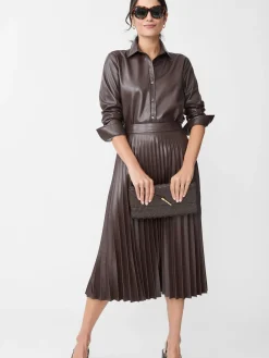 J.McLaughlin Evey Vegan Leather Skirt DarkBrown Hot