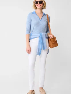 J.McLaughlin Fairfax Sweater in Stripe Blue/EgretWhite Hot