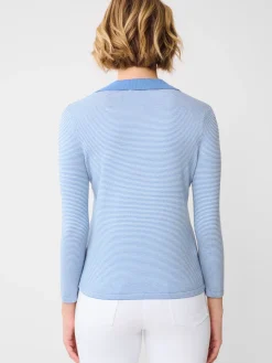 J.McLaughlin Fairfax Sweater in Stripe Blue/EgretWhite Hot