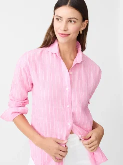 J.McLaughlin Finn Linen Shirt in Stripe Pink/White Online